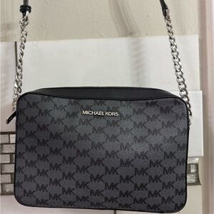 Michael Kors Gray and Black Logo Crossbody